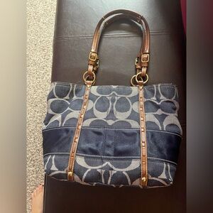 Coach Navy and Brown Tote Bag